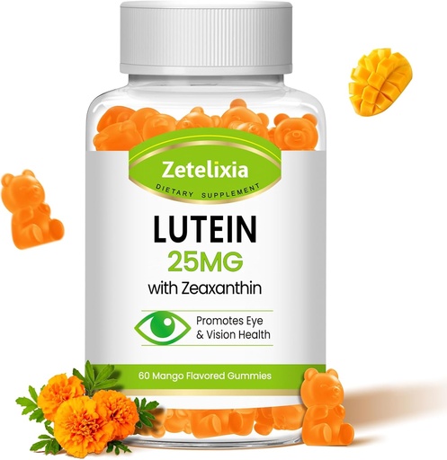 [BRSROBI5CB4AGD36] Lutein Gummies 25mg - Βιταμίνες ματιών Lutein & Zeaxanthin Συμπληρώματα υγείας ματιών για ενήλικες, Sugar Free Eye Health Gummies συμπλήρωμα - Υποστήριξη Όραμα, ωχρό, μπλε φίλτρο φωτός (60 Κόμβος)