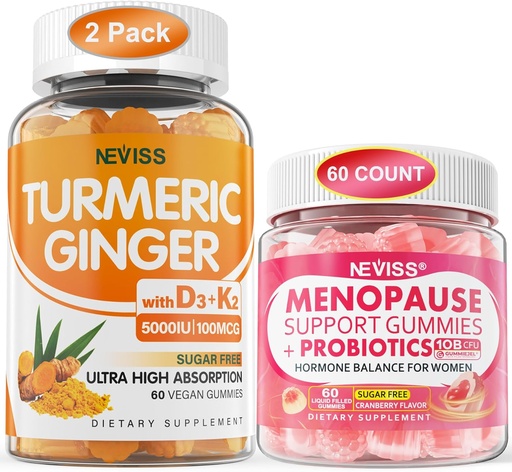 [BRSRAAY5CAPRYDQU] 2 Pack Turmeric Ginger Gummies + 1Pack Menopause Supplement Filled Gummies