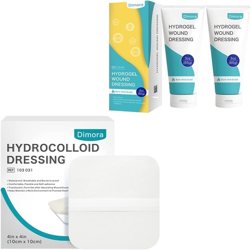[BRSRMZAOPIHAEDQ3] Hydrocolloid Wound Dressing 10 Pack Ultra Thin 4" x 4" + 2 Packs Hydrogel Wound Dressing