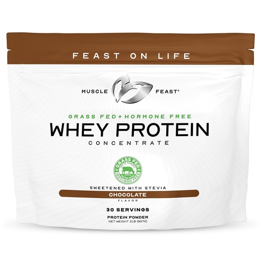 [BRSWKH37CQMRKH3J] Muscle Feast Grass-Fed Whey Protein Concentrate Powder, All Natural, Hormone Free Pasture Raised Whey Protein Powder for Women & Men, Clean, Non-GMO & Gluten Free Whey Concentrate - Chocolate, 2lb