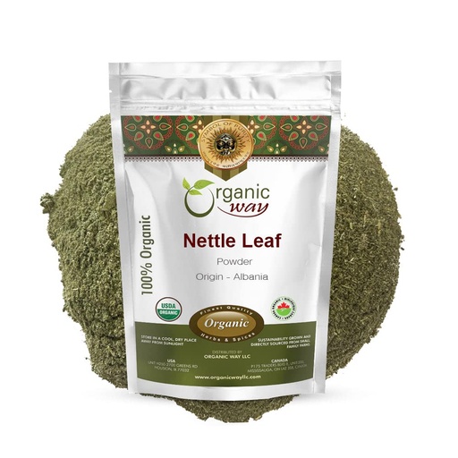 [BRSRMYAYOYAQIHQ3] Organic Way Nettle Leaf Powder (Urtica dioica) - Herbal Tea | Organic & Kosher Certified | Raw, Vegan, Non GMO & Gluten Free | USDA Certified | Origin - Albania (1LBS / 16Oz)