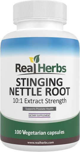 [BRSWIFLQBYFGM3DC] Real Herbs Stinging Nettle Root Extract 7500mg (750mg of 10:1 Extract) – Vegetarian Friendly, Non-GMO, Gluten-Free – Supports Prostate & Urinary Health – 100 Capsules