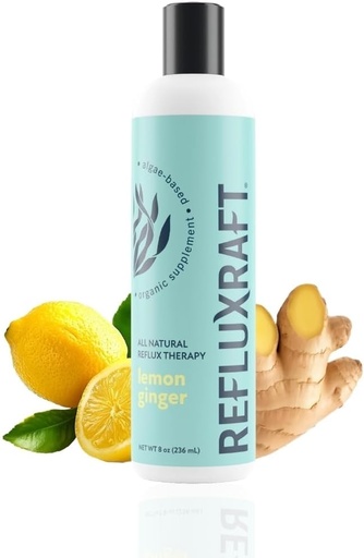 [BRSW2CD3A4MAICA2] Acid Reflux Therapie met biologische alginaat, snelle en langdurige aanhoudende Gerd, LPR & Digestie Symptoom Ondersteuning, Zero Sugar, Glutenvrij, Low Sodium, Citroen Gember Smaak, 47 Gel Servers, 8 OZ Fles