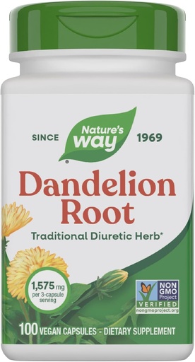 [BRSWIYQAO4FGM2LI] Nature's Way Dandelion Root, Traditional Diuretic Herb*, Vegan Dandelion Root Capsules, 100 Count (Packaging May Vary)