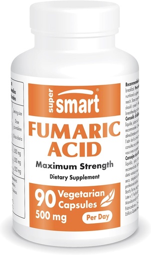 [BRSWIHQZBEDQIHD6] Supersmart - Fumaric Acid 500mg per Day (Maximum Strength) - Natural Supplement | Non-GMO & Gluten Free - 90 Vegetarian Capsules
