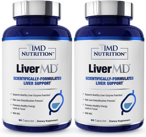[BRSRMBI2CIIGC33J] 1MD LiverMD - liver Support Supploration QQ 硅磷 牛奶硝酸盐提取法 - 高度生物可用性,用于liver Support QQ 60 Capsules (2-Pack)