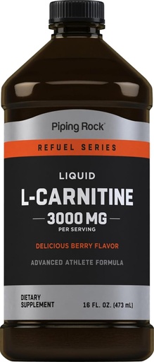 [BRSRMAAYCIPGC33J] Pipping Rock L-Carnitine Liquid + 3000mg + Berry Flavor + 高级运动员公式 + 燃料系列 + 补充 → 非 GMO, Gluten Free