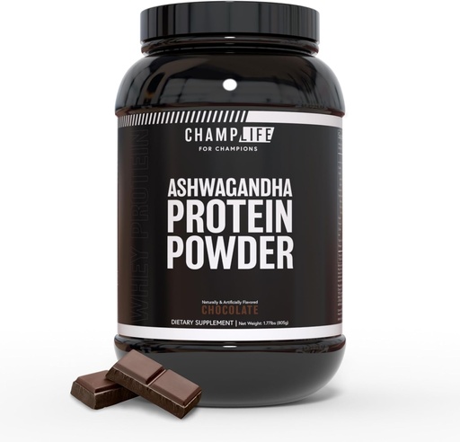 [BRSRA2YQDMARUDIY] Ashwagandha Protein Powder – 24g Chocolate Protein Powder - Whey Protein Powder with Ashwagandha Powder – No Added Sugar & Gluten Free – 25 Servings