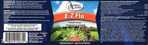 [BRSWIFAABIBBG2TG] Omega Alpha E-Z Flo TM (Saw Palmetto Seeds Extracto)-Prostate Formula-90Veg Capsules