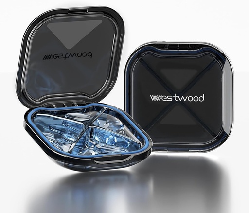 [BRSROBQBAEFWY3Y3] Małe pudełko na pióro, Cute pill Case for Purse Pocket, Travel Pill Organizator, Daily Pill Container Pill Holder for Medication, Witaminy, Olej rybny, Suplementy (niebieski)