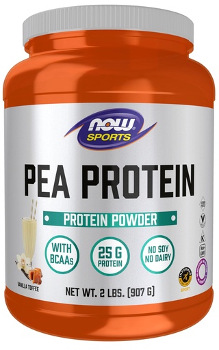 [BRSWIFY2BEGGYE3E] NOW Foods Sports Nutrition, Pea Protein 25 g With BCAAs, Easily Digested, Vanilla Toffee Powder, 2-Pound