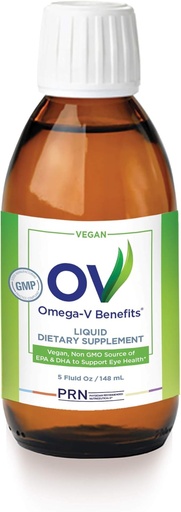 [BRSWYAQLCFYQKADA] Omega-V Benefits Liquid Omega 3 Supplement - 5 oz, 30-Day Supply - Vegan Supplement with 1000mg EPA & DHA for Eye Health