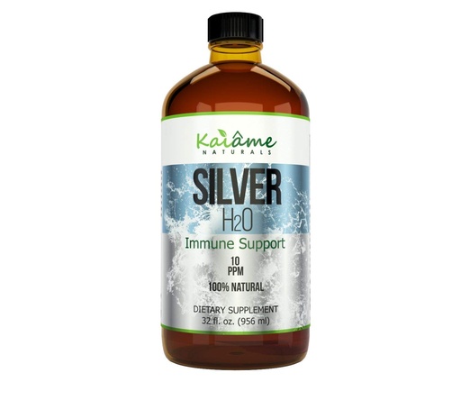 [BRSWKF32AANRCDDU] Kaiame Naturals Colloidal Silver, Ionic Silver Solution, 10 PPM, Large 32 oz Glass Bottle, Natural Immune Support Supplement, Safe for Adults, Children, and Pets