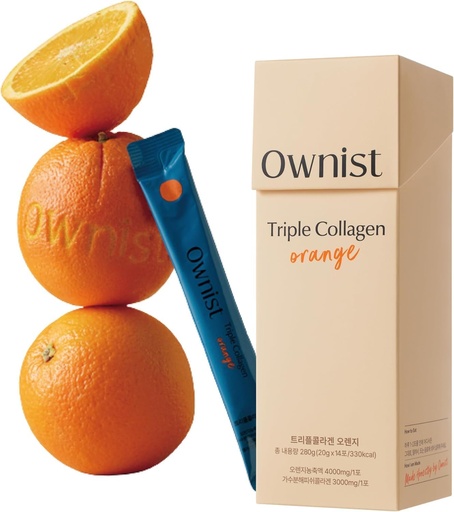 [BRSW2ZIQOUOREYDB] Ownist Triple Collagen Liquid Packets On-The-Go - Peptides with Hydrolyzed Marine Collagen, Elastin, Hyaluronic Acid and Vitamin for Healthy Skin - Orange Flavor - 14 Individual Stick Packs