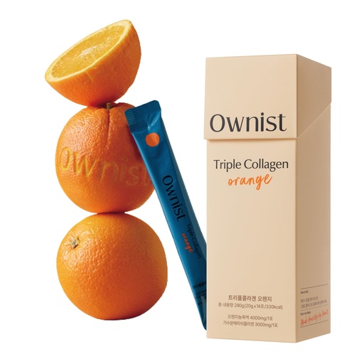 [BRSW2ZIQOUOREYDB] Ownist Triple Collagen Liquid Packets On-The-Go - Peptides with Hydrolyzed Marine Collagen, Elastin, Hyaluronic Acid and Vitamin for Healthy Skin - Orange Flavor - 14 Individual Stick Packs