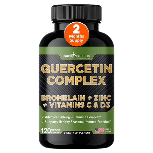 [BRSRO2YDC4FQODTF] Gade Nutrition Organic Quercetin with Bromelain Vitamin C and Zinc | Immune Support Supplement Quercetin 500mg Capsules | Bioflavonoids Made in USA Third Party Tested