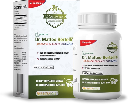 [BRSRAYIKAABREA3L] Dr. Matteo Bertelli's Immune System 60 Capsules, with Oleuropein, 30-Day Supply Immune Support Supplement for Healthy Immune System