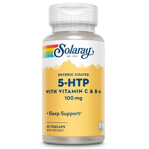 [BRSWIYTYOEDR233Y] SOLARAY 5 HTP Supplement with Vitamin C & B-6 - Sleep Supplement and Serotonin Synthesis Support - Lab Verified, 60-Day Money-Back Guarantee - 60 Servings, 60 Enteric Coated VegCaps