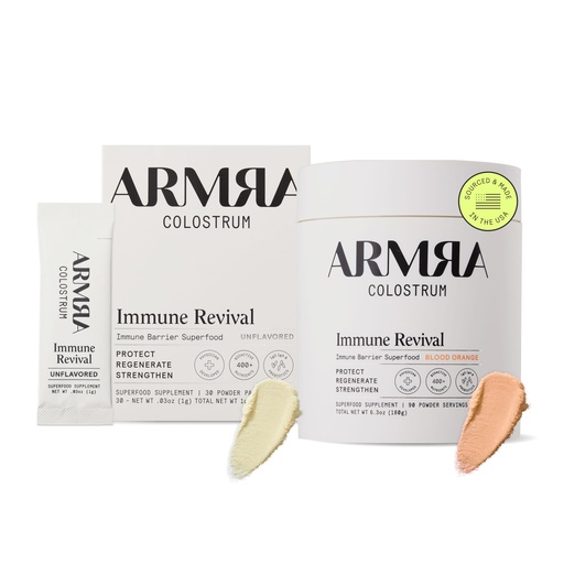 [BRSRAATRAQHWKCL6] ARMRA Colostrum™ Premium Powder, Grass Fed, Gut Health Bloating Immunity Skin & Hair, Contains 400+ Bioactive Nutrients, Potent Bioavailable, Keto, Gluten & Fat Free (Unflavored 30｜Blood Orange 90)