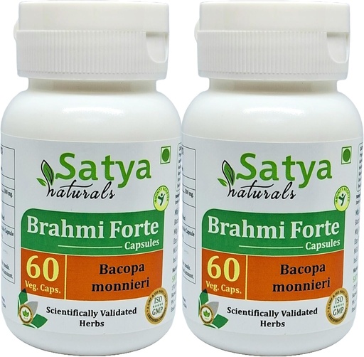 [BRSRA2Q7OQAR6C3H] Brahmi Forte Capsules 500 mg. 60 Veg. Capsule | Brahmi (Bacopa Monnieri) Extract Capsules for Men and women | Ayurvedic Herbal Supplement/Remedies | 10:1 Forte (2 Bottles of 60 Capsules)