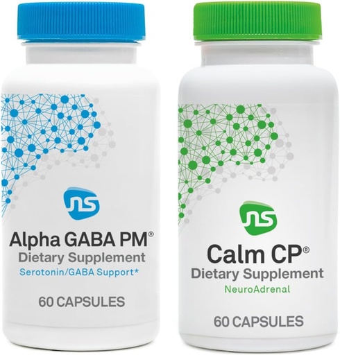 [BRSWYEI7CAHB6DI7] NeuroScience Stress Response & Sleep Set - Alpha GABA PM + Calm CP with Melatonin, L-theanine, Banaba Leaf & More (2 Products, 60 Count Each)