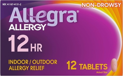 [BRSWIZT7DMGQYAL6] Allegra Adult 12-Hour Allergy Relief Tablets, Non-Drowsy Indoor and Outdoor Allergy Medicine, 60 mg Fexofenadine HCI Antihistamine Pill, 12-Count