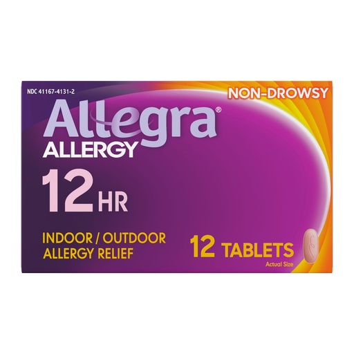 [BRSWIZT7DMGQYAL6] Allegra Adult 12-Hour Allergy Relief Tablets, Non-Drowsy Indoor and Outdoor Allergy Medicine, 60 mg Fexofenadine HCI Antihistamine Pill, 12-Count
