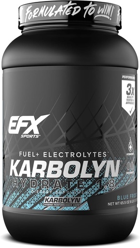 [BRSWGCQCA57BU3AU] EFX Sports Karbolyn Hydrate | Carbohydrate Powder + Electrolytes | Sugar Free Sports Drink Mix | Fuel & Hydration | Stimulant Free | 66 Servings (Blue Frost)