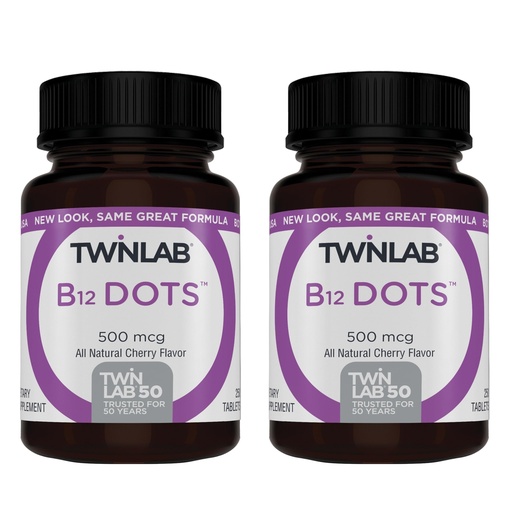 [BRSRMHTYBUCAKADP] Twinlab B-12 Dots - Energy Production Support Supplements with Vitamin B12-500 mcg, 250 Tablets (2 Pack)