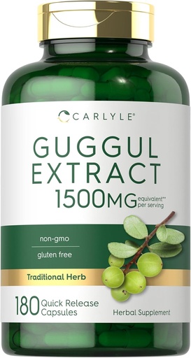 [BRSWGEIOCEPBAAIV] Carlyle Guggul Extract Supplement | 1500mg | 180 Capsules | Guggulsterone | Non-GMO and Gluten Free