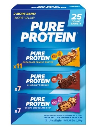 [BRSRAGT6OQHQM3T6] Protein Bars, Variety Pack, 1.76 oz, 25-count