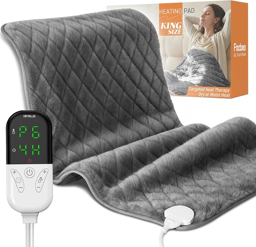 [BRSRAGTYDJ6GAC3G] Electric Heating Pad for Period Cramps - 35"x20" XL Large Heated Pads for Back, Neck, Shoulder & Legs Pain Relief, Moist Heat Option, Machine Washable, 6 Heat Settings, Auto Shut Off, Soft Velvet