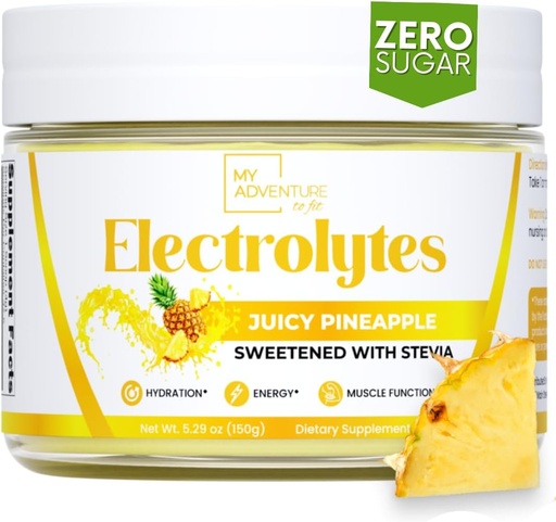 [BRSROHT6BVYBYYLZ] My Adventure to Fit Zero Sugar - Pineapple Electrolytes Powder - Caffeine Free Energy with All Natural Ingredients - Vegan, Keto & Paleo - Sugar Free Electrolytes Hydration Drink Mix - 37 Servings
