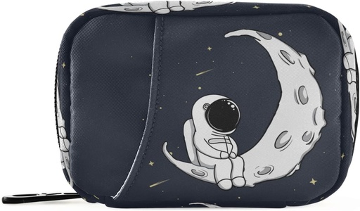 [BRSW2BT7OF5RED3O] Cute Astronaut 7 Day Pill Case Travel Organizer Bag with Zipper Portable Weekly Case Compact Size for Vitamin Supplement Holder