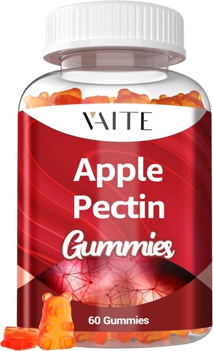 [BRSRAHDQCUHRGG3D] Apple Pectin Gummies - High-Fiber Supplement with 2000mg Natural Cholesterol Lower Support, Promotes Digestive Wellness & Stomach Comfort, Non-GMO & Gluten Free Herbal Supplements - 60 Vegan Gummy