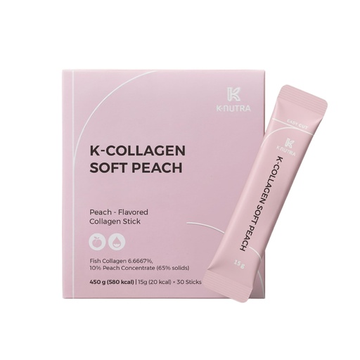 [BRSW22QZC4DQMADV] K-Nutra K-Collagen Soft Peach (15.9oz, 30 Sticks) - Holiday Gifts - Skin, Hair, Nail Health, Tasty Jelly, Fast Absorption. Low-Molecular Marine Collagen, Vitamin C