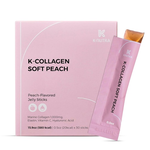 [BRSW22QZC4DQMADV] K-Nutra K-Collagen Soft Peach (15.9oz, 30 Sticks) - Holiday Gifts - Skin, Hair, Nail Health, Tasty Jelly, Fast Absorption. Low-Molecular Marine Collagen, Vitamin C