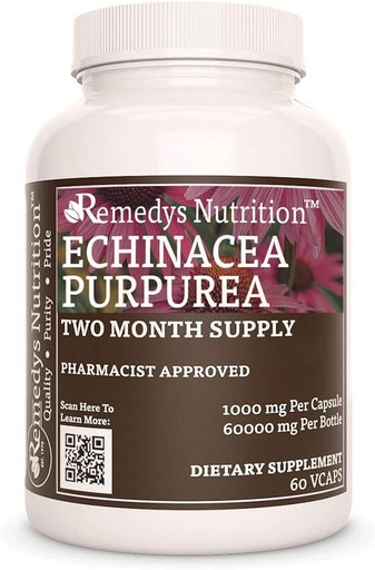[BRSW22YKCB6QOA35] Remedy's nutrition Echinacea | 1,000 mg, 60 Vegan Capsules Herbal Dietary Supplement | Two Month Supply