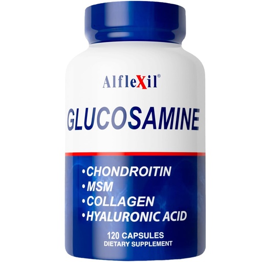 [BRSWIYAGCAMG2EAV] ALFA VITAMINS ALFLEXIL Glucosamine, Chondroitin & Collagen Supplement, Gluten Free, Supports Joints, Bones & Knees, Includes MSM & Hyaluronic Acid for Mobility & Joint Health, 120 Capsules