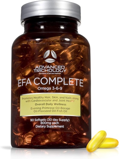 [BRSWICYTBZ7RCFDO] EFA Complete with Optimal Omega 3 6 9 Levels of Potency Flax Oil, Fish Oil, Borage Oil, and Evening Primrose Oil 800mgs (90count) 3rd Party Tested - High in GLA and 369 Omegas