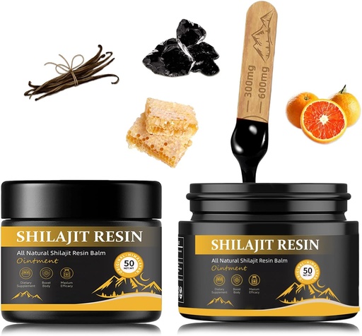 [BRSRAATRAQNRQFLD] shilajit Resin for Men - Maximum Potency Natural Organic Shilajit Resin in 85+ Trace Minerals, Gold Grade Himalayan Pure Shiljait for Energy,Immune Support, 50 Grams Pack of 2 (6 Months Supply)