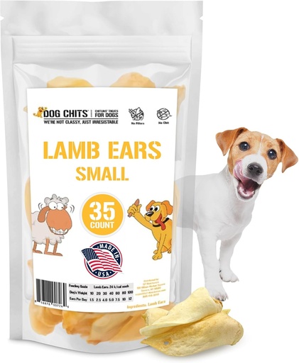 [BRSW2EL3BV5BEYD3] Dog Chits Lamb Ears for Dogs – 100% Natural Baked Lamb Ear Dog Treats – Grain-Free, High Protein, Lower Fat Training Chews – Dental Health & Joint Support – for Medium and Small Pups – 35 Pack