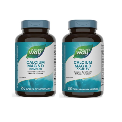 [BRSWGAITOECRQAD5] Nature's Way Calcium Magnesium & Vitamin D3 Complex, Healthy Bones & Teeth, Muscle Function and Relaxation*, Gluten Free, 250 Capsules (Packaging May Vary) - 2 Pack