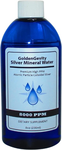 [BRSRMCQDCMJQK3QY] 8000 PPM Bioactive Atomic Colloidal Silver, 8 oz | Non-Toxic, Non-GMO Trace Mineral Immune Support Supplement