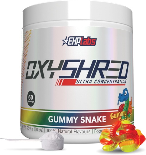 [BRSW2GIRO4IQ2C3F] EHP Labs OxyShred Pre Workout Milteliai - Iš anksto treniruotės milteliai su L glutaminas & acetil L karnitinas, energijos Boost Drink - Gummy Gyvatė, 60 Servings