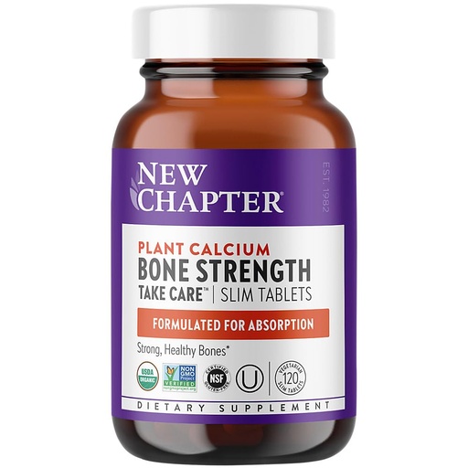 [BRSWIYALCAAWOELO] New Chapter Calcium Supplement â€“ Bone Strength Organic Plant Calcium with Vitamin K2 + D3 + Magnesium, Vegetarian, Gluten Free - 120 count (40 day supply)