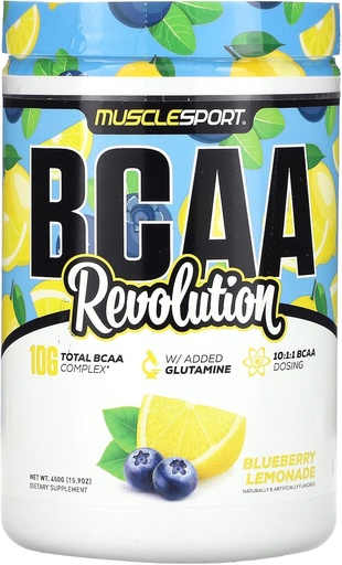 [BRSW2GAQOR5BMF34] Musclesport BCAA Revolution Aminosäure-Pulver-Ergänzung für Männer und Frauen - Intra Workout Training Complex - Recovery-Ergänzung (Blueberry Lemonade, 30 Portionen)
