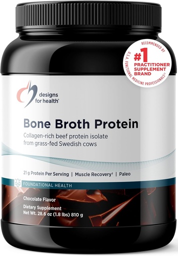 [BRSWIGAICMOQO23A] Osasunerako diseinatuak hezur-proteina hautsa - 21g Grass-Fed, Collagen-Rich Beef Protein Isolate - Txokolatea, Paleo, Ez-GMO, Dairy-Free (30 zerbitzu / 810g)
