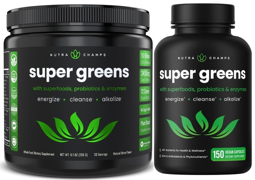 [BRSRA2YTDJ6AOYI4] NutraChamps Super Greens Powder & Super Greens Capsules
