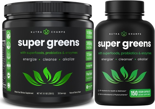 [BRSRA2YTDJ6AOYI4] NutraChamps Super Greens Powder & Super Greens Capsules
